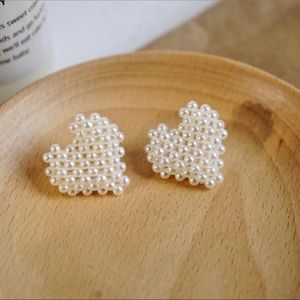 New Earrings Heart Faux Pearl Stud